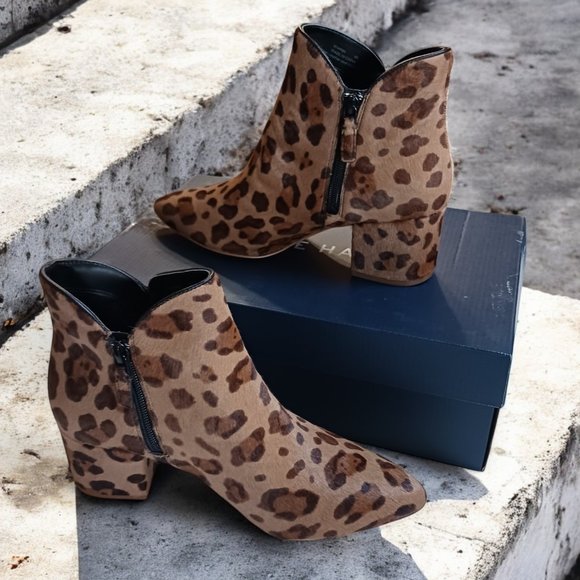 Cole Haan Elyse Bootie Mercer Ocelot Print Calf Hair Ankle Boots – Size 8B - Picture 9 of 13